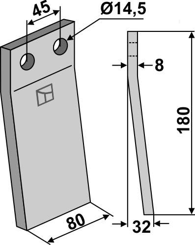 Rotary tine 180x80mm geeignet für: Maletti blade