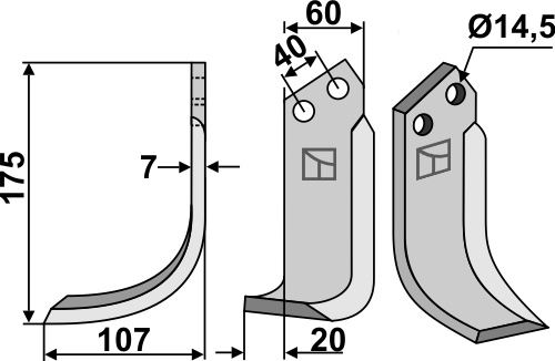 Blade 175x60mm, left geeignet für: Maletti blade