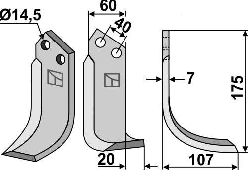 Blade 175x60mm, right geeignet für: Maletti blade