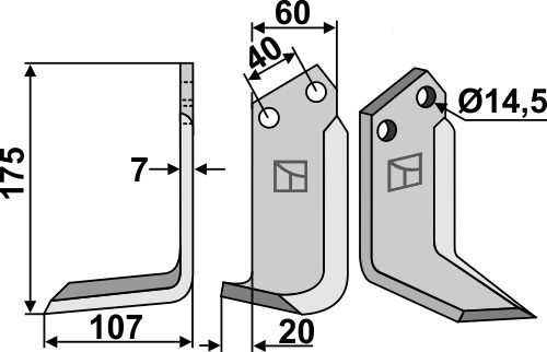Blade 175x60mm, left geeignet für: Maletti blade