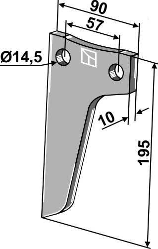Rotary-tine 195x90mm geeignet für: Maschio / Gaspardo blade and rotary tine