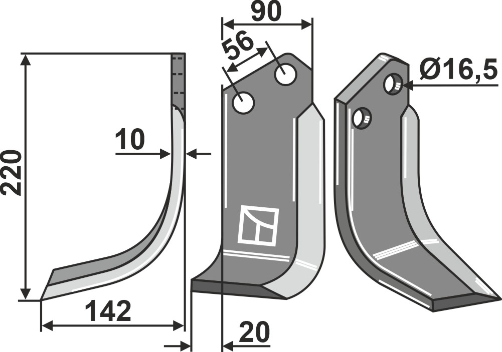 Blade 220x90mm, left geeignet für: Maschio / Gaspardo blade and rotary tine