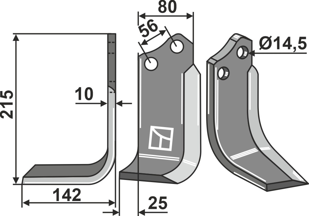 Blade 215x80mm, left geeignet für: Maschio / Gaspardo blade and rotary tine