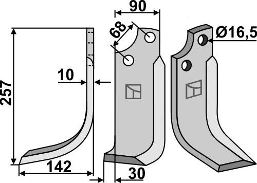 Blade 257x90mm, left geeignet für: Maschio / Gaspardo blade and rotary tine