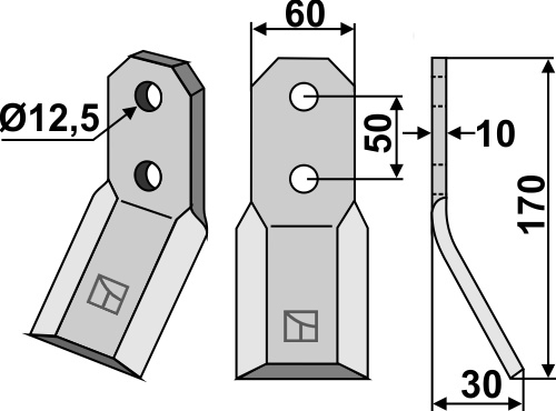 Rotary tine 170x60mm geeignet für: Pegoraro blade and rotary tine