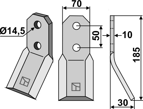 Rotary tine 185x70mm geeignet für: Pegoraro blade and rotary tine