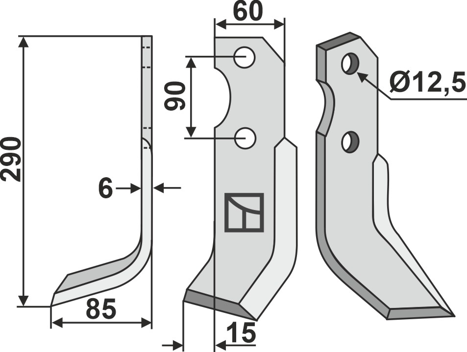 Blade 290x60mm, left geeignet für: Pegoraro blade and rotary tine