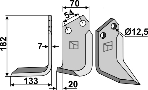 Blade 182x70mm, left geeignet für: Pegoraro blade and rotary tine