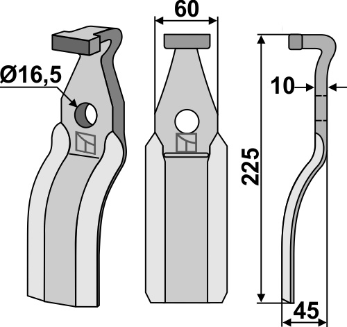 Rotary tine 225x60mm geeignet für: Pegoraro blade and rotary tine
