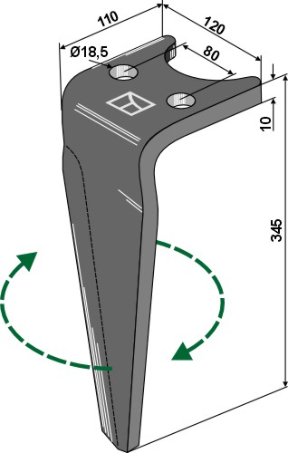 Tine for rotary harrows 345mm, right geeignet für: Amazone tine for rotary harrow