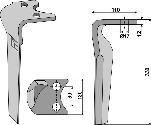 Tine for rotary harrows 330mm, left geeignet für: Amazone tine for rotary harrow