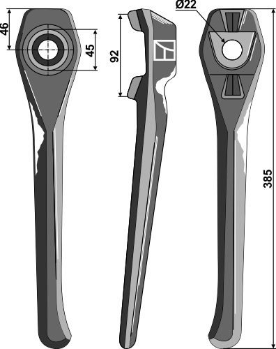 Diente de grada rotativa 385mm, derecho geeignet für: Lely diente de grada rotativa