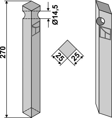 Diente rotativo 270mm geeignet für: Krone cuchilla y cuchilla de rotavator
