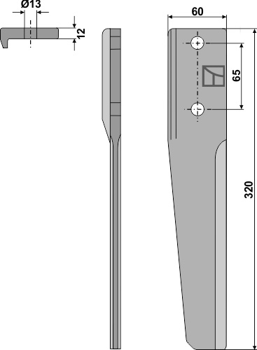 Rotorharvetand 320mm, venstre geeignet für: Breviglieri / Breviagri rotorharvetand