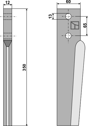 Rotorharvetand 350mm, højre geeignet für: Breviglieri / Breviagri rotorharvetand