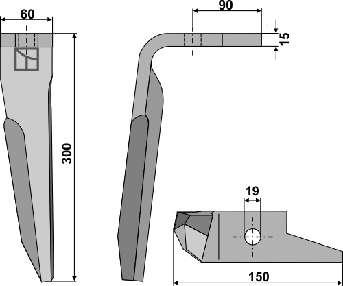 Tine for rotary harrows 300mm, left geeignet für: Amazone tine for rotary harrow