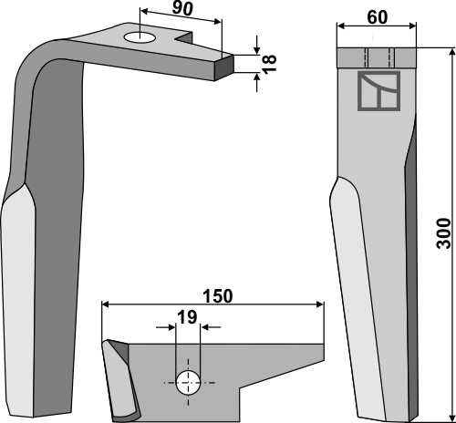 Tine for rotary harrows 300mm, left geeignet für: Amazone tine for rotary harrow