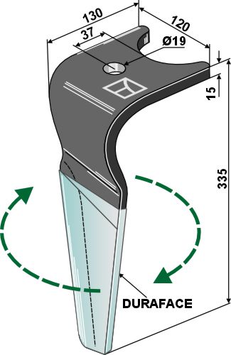 Tine for rotary harrows (DURAFACE) 335mm, right geeignet für: Amazone tine for rotary harrow