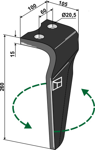 Tine for rotary harrows, left geeignet für: Kongskilde tine for rotary harrow