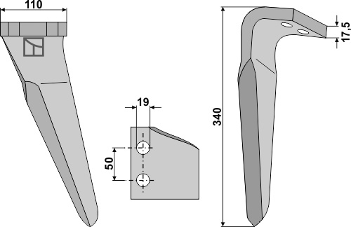 Tine for rotary harrows, left geeignet für: Kverneland tine for rotary harrow
