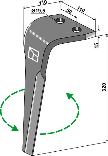 Tine for rotary harrows, left geeignet für: Maletti tine for rotary harrow
