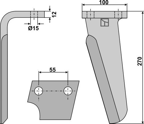 Tine for rotary harrows, left geeignet für: Perugini tine for rotary harrow