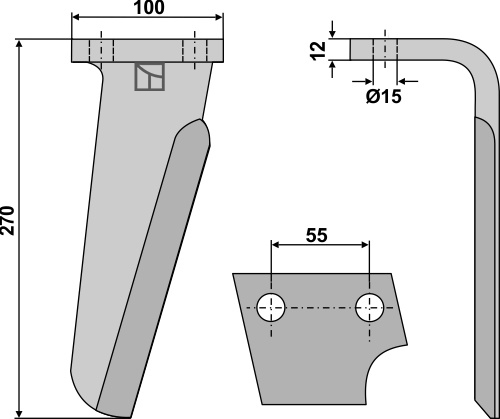 Tine for rotary harrows, right geeignet für: Perugini tine for rotary harrow