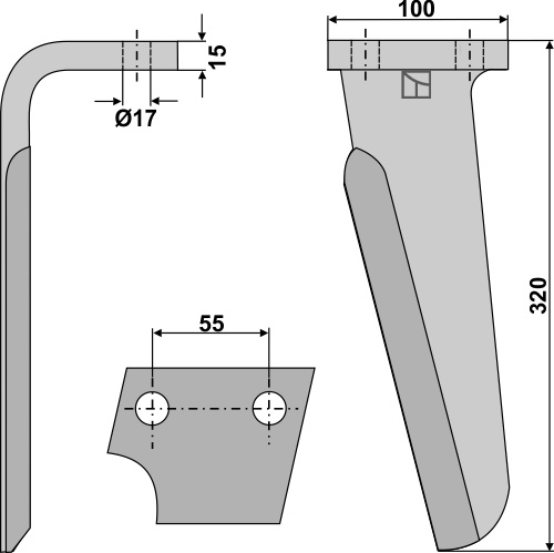 Tine for rotary harrows, left geeignet für: Perugini tine for rotary harrow