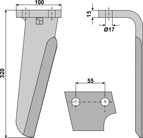 Tine for rotary harrows, right geeignet für: Perugini tine for rotary harrow