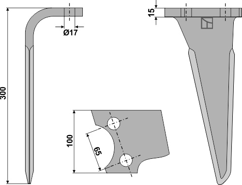 Tine for rotary harrows, left geeignet für: Perugini tine for rotary harrow