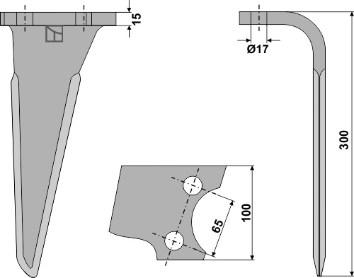 Tine for rotary harrows, right geeignet für: Perugini tine for rotary harrow