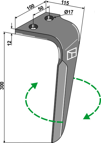 Diente de grada rotativa, derecho geeignet für: Rau diente de grada rotativa