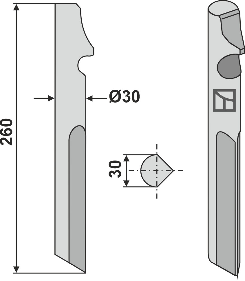 Diente rotativo 260mm geeignet für: Krone cuchilla y cuchilla de rotavator