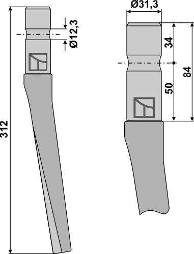 Tine for rotary harrows geeignet für: Feraboli tine for rotary harrow