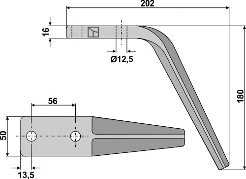 Tine for rotary harrows 180mm geeignet für: Tornado tine for rotary harrow