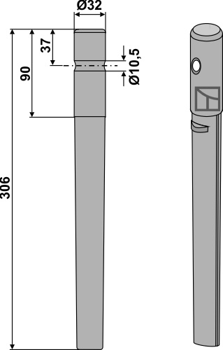 Rotorharvetand 306mm geeignet für: Breviglieri / Breviagri rotorharvetand