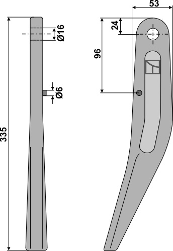 Tine for rotary harrows 335mm geeignet für: Amazone tine for rotary harrow