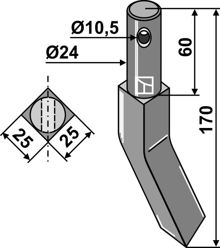 Rotortanden 170mm, rechts geeignet für: Falc freesmes