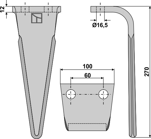 Tine for rotary harrows geeignet für: Feraboli tine for rotary harrow