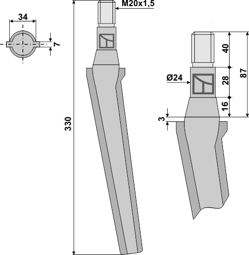 Tine for rotary harrows geeignet für: Fliegl tine for rotary harrow