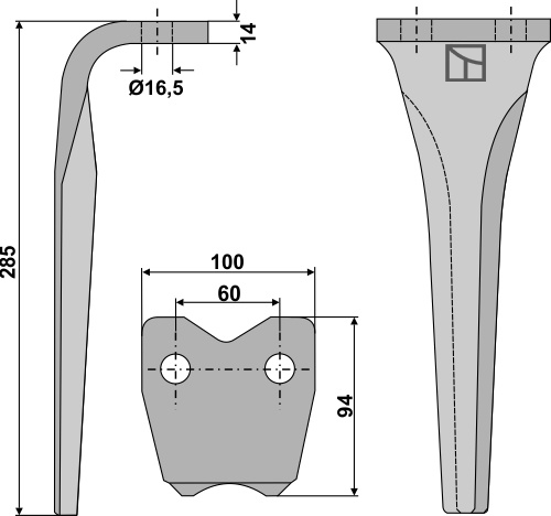 Tine for rotary harrows geeignet für: Pegoraro tine for rotary harrow