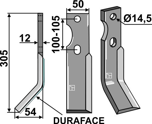 Ząb obrotowy DURAFACE 305x50mm, lewy geeignet für: Simon ząb obrotowy