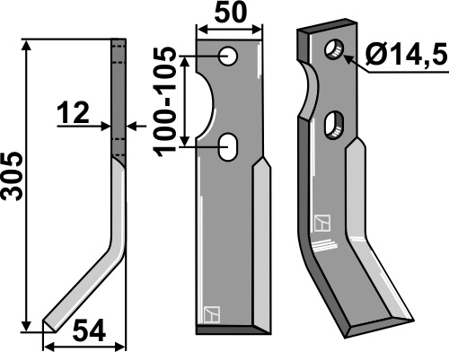 Ząb obrotowy 305x50mm, lewy geeignet für: Simon ząb obrotowy