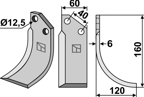 Cuţit freză 160x60mm, dreapta geeignet für: Tortella cuţit freză