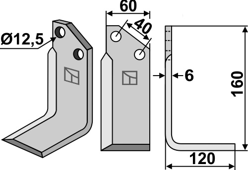Cuţit freză 160x60mm, dreapta geeignet für: Tortella cuţit freză