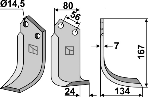 Cuţit freză 167x80mm, dreapta geeignet für: Tortella cuţit freză
