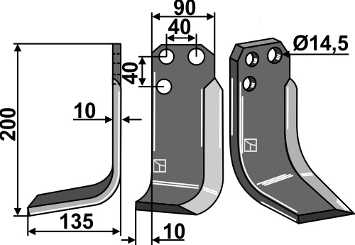 Cuţit freză 200x90mm, stânga geeignet für: Tortella cuţit freză